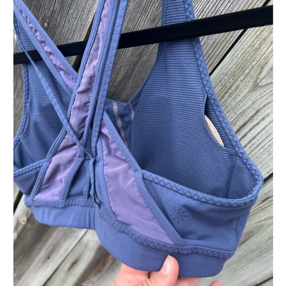 Athleta Blue Crisscross Back Sports Bra‎ Size S Workout Yoga Activewear - Picture 9 of 10